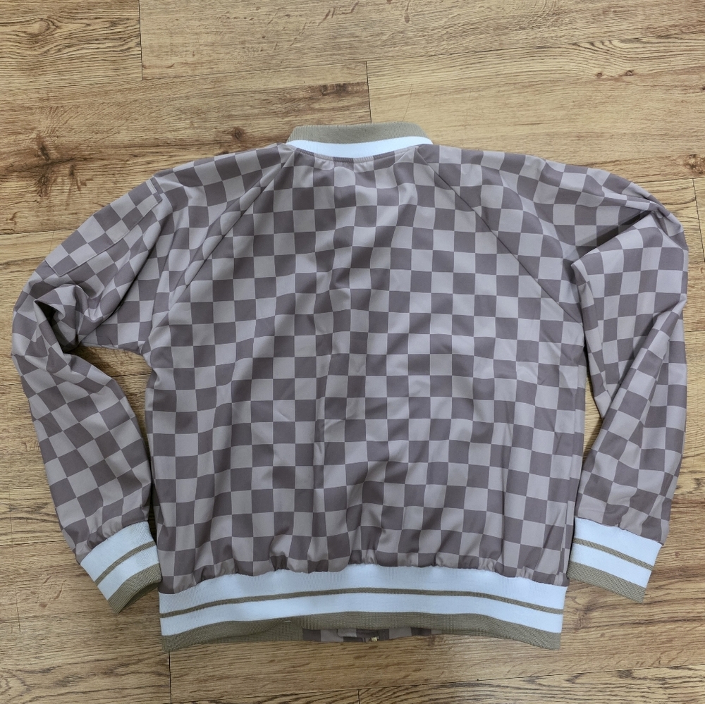 Albion Checkered Bomber Jacket Tan Medium - Picture 7 of 8